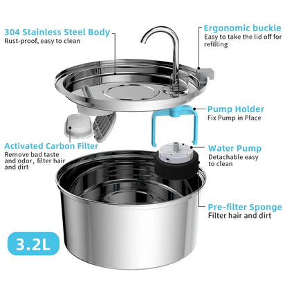 PetPure™ Stainless Steel Water FountainTM